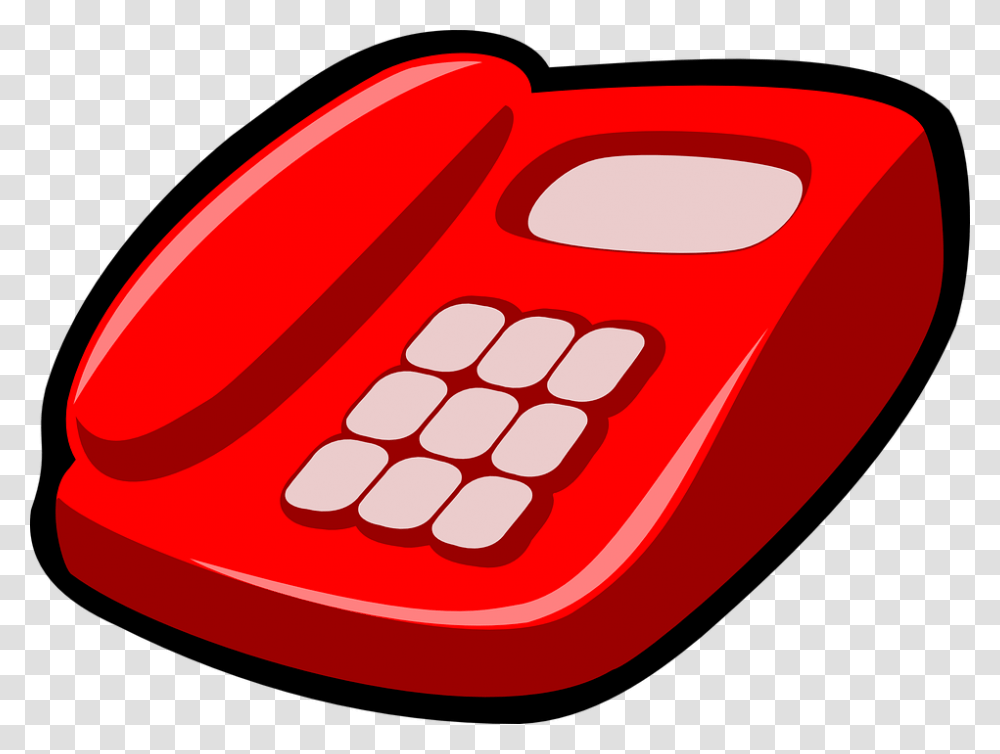 Telephone Red Phone Telecommunication Instrument Home Phone Cartoon, Electronics, Calculator, Dial Telephone Transparent Png