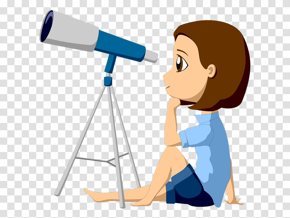 Telescope Astronomy Science To Watch Girl Watch Astronomia, Tripod, Person, Human, Bow Transparent Png