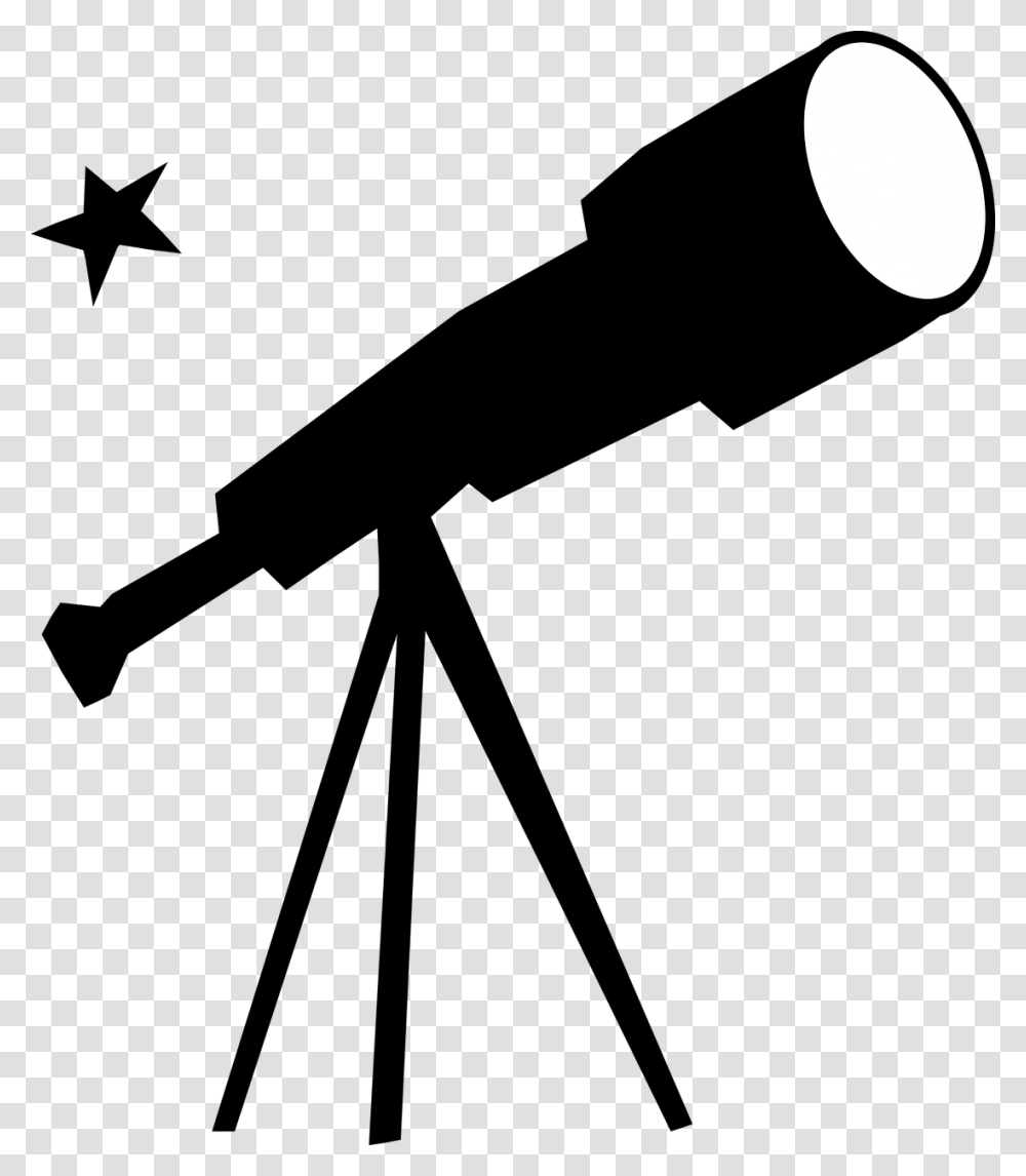 Telescope Black And White, Moon, Outer Space, Astronomy, Outdoors Transparent Png