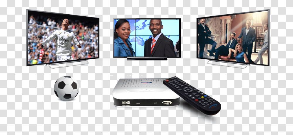 Television Channel, Person, Remote Control, Electronics, Soccer Ball Transparent Png