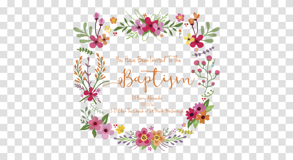 Template For The Floral Girls Baptism Floral Design, Graphics, Art, Pattern, Text Transparent Png