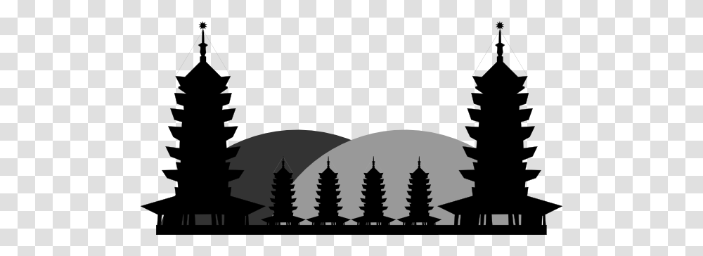 Temple Large Size, Silhouette, Tree, Plant, Outdoors Transparent Png