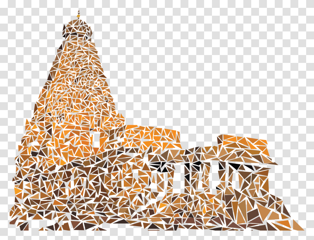 Temple Triangle Colored Christmas Tree, Building, Architecture, Spire Transparent Png