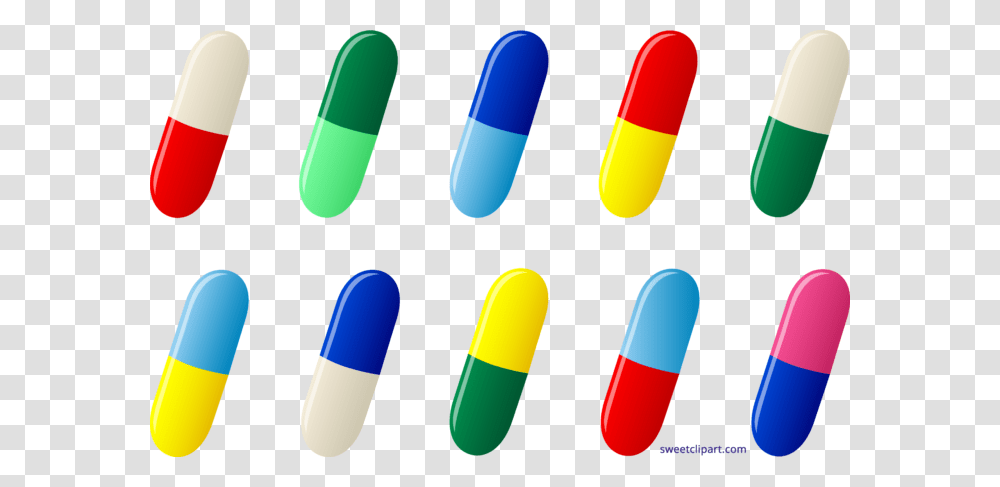 Ten Pills Capsules Meds Clipart, Medication Transparent Png