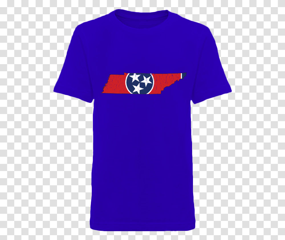 Tennessee Flag State Outline Red Youth Royal Blue Short Tennessee State Flag, Apparel, T-Shirt, Sleeve Transparent Png