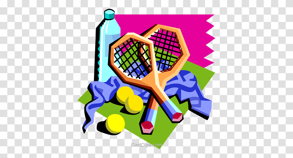 Tennis Rackets With Water Bottle Etc Royalty Free Vector Clip, Badminton, Sport Transparent Png