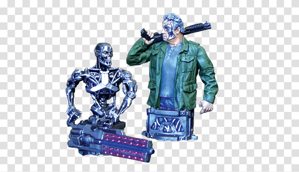 Terminator Genisys Guardian 2017 And T 800 From Terminator Figurine, Person, Robot, Costume, Leisure Activities Transparent Png