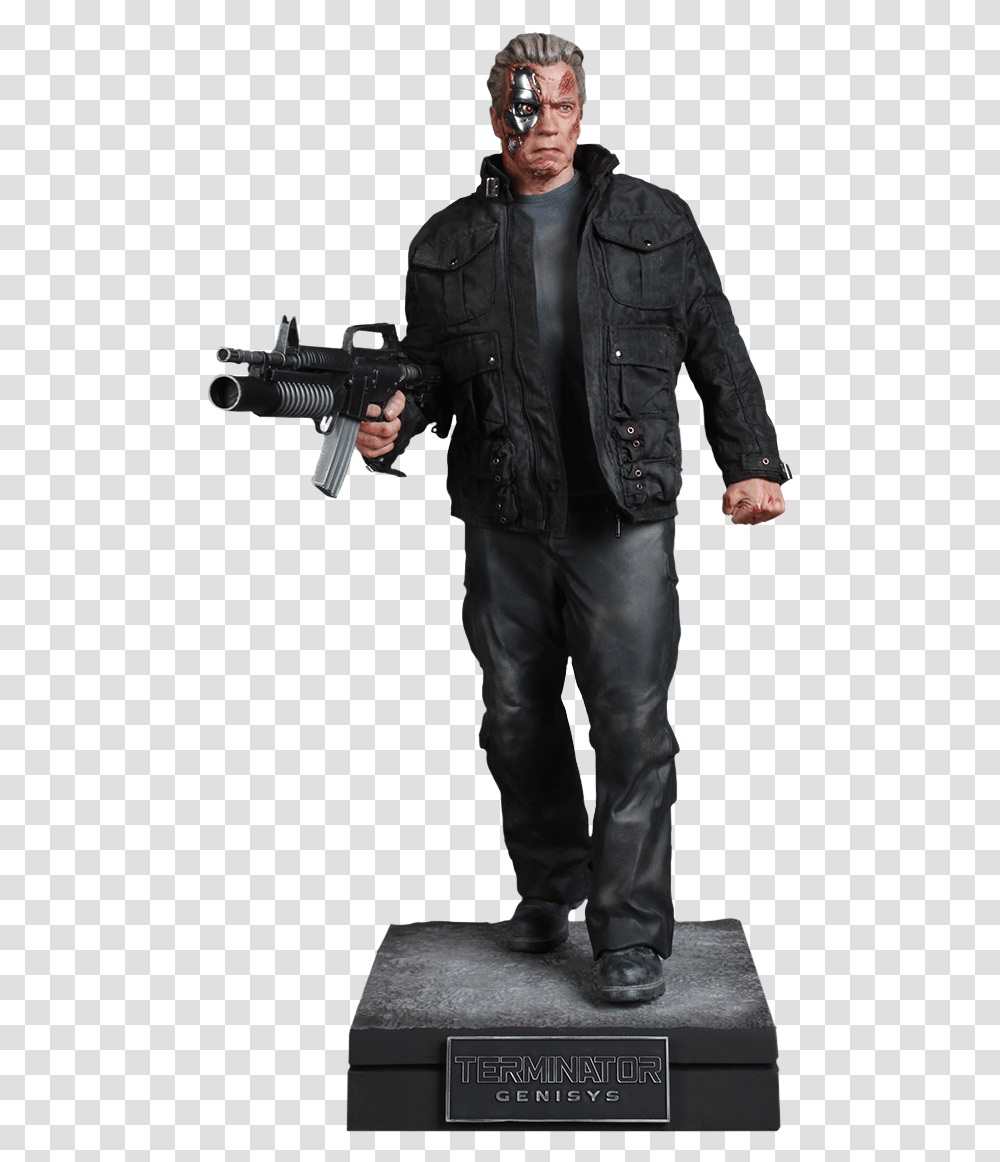 Terminator Genisys T800, Person, Gun, Weapon Transparent Png