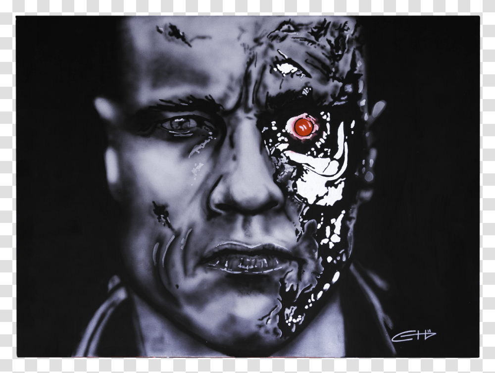 Terminator Painting, Face, Person, Head Transparent Png
