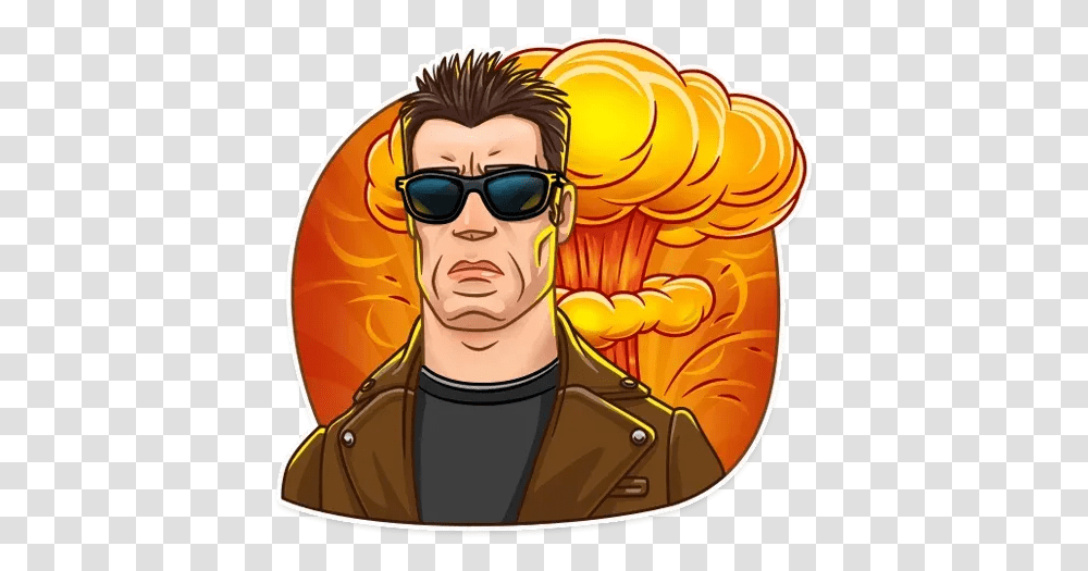 Terminator Whatsapp Stickers Stickers Cloud Sticker Terminator, Sunglasses, Accessories, Accessory, Person Transparent Png