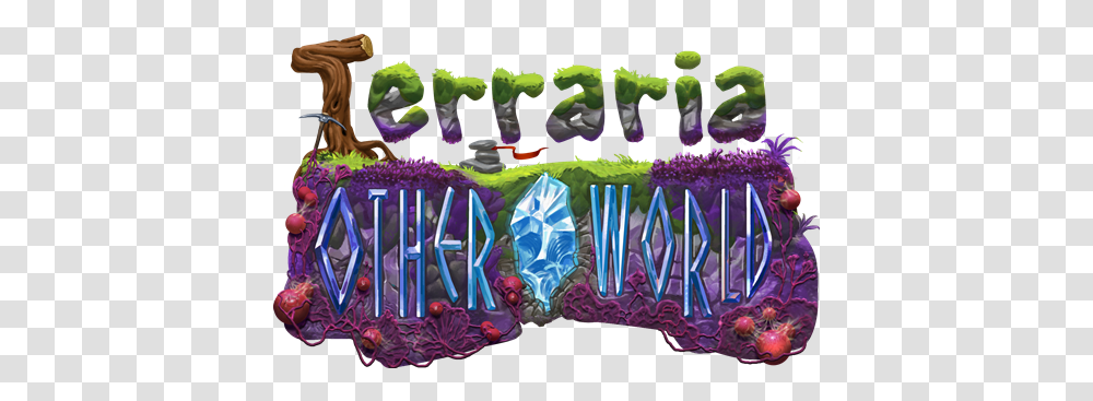 Terraria Other World Logo Small Terraria Otherworld Logo, Birthday Cake, Dessert, Food, Purple Transparent Png