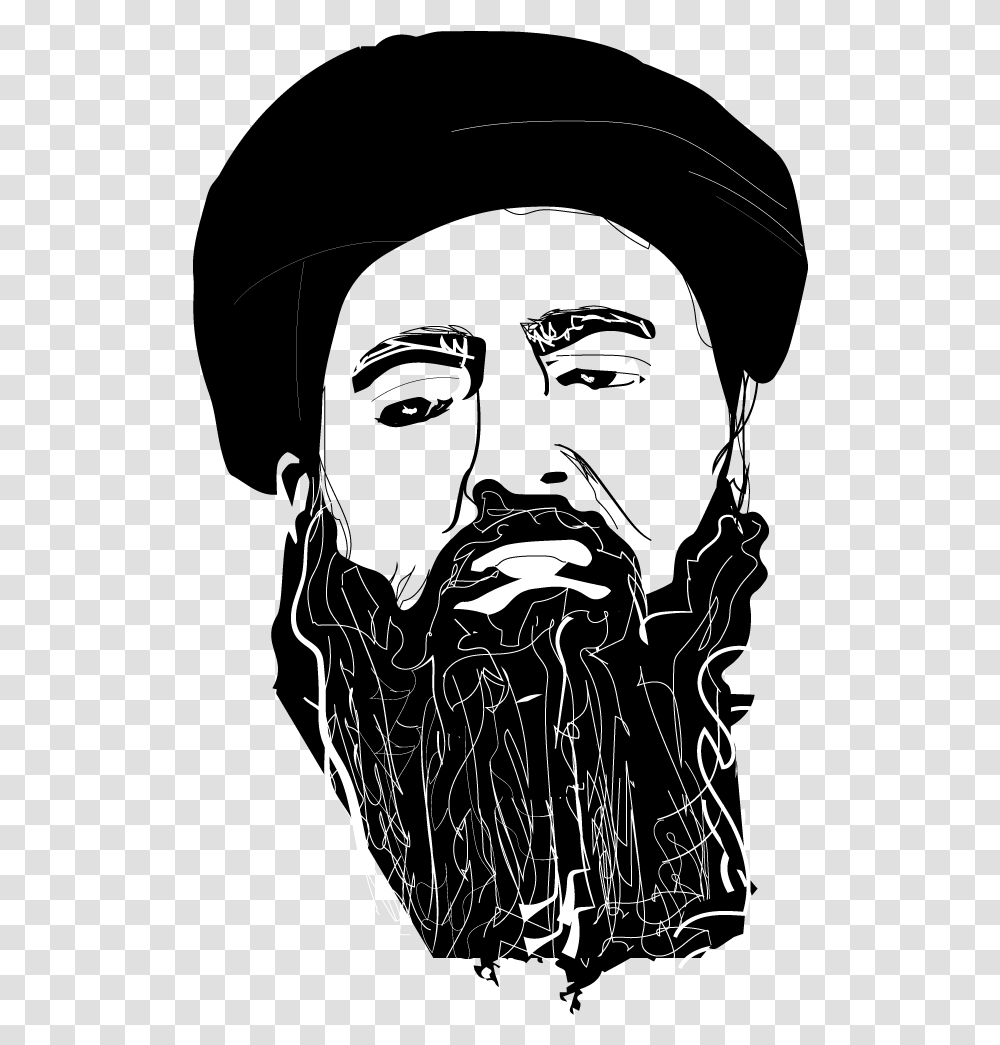 Terrorist Beard Abu Bakr Al Baghdadi, Stencil, Face, Animal, Mammal Transparent Png