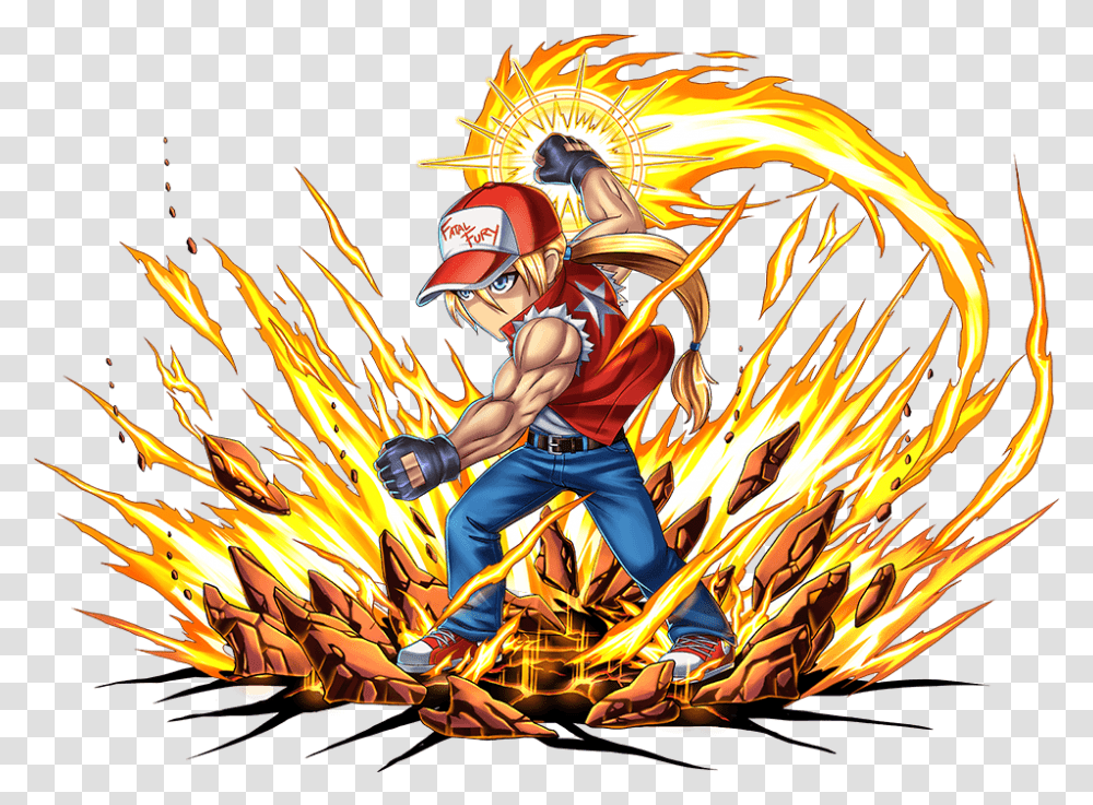 Terry Bogard Element Brave Frontier King Of Fighters, Person, Human, Bonfire, Flame Transparent Png