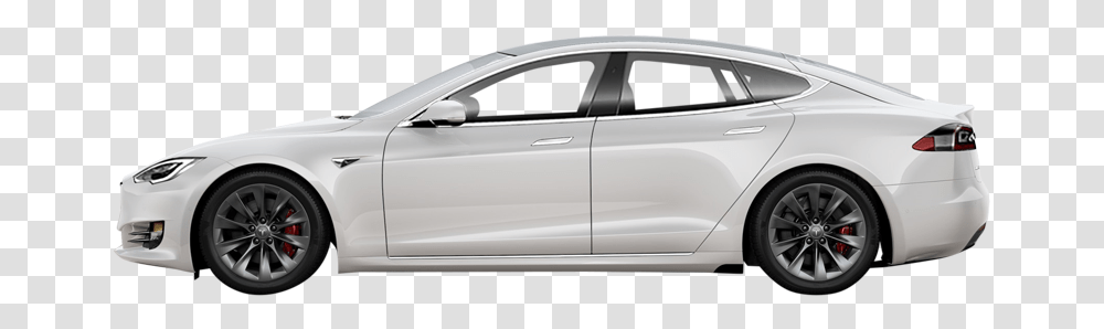 Tesla In White From The Side Tesla Seite, Sedan, Car, Vehicle, Transportation Transparent Png