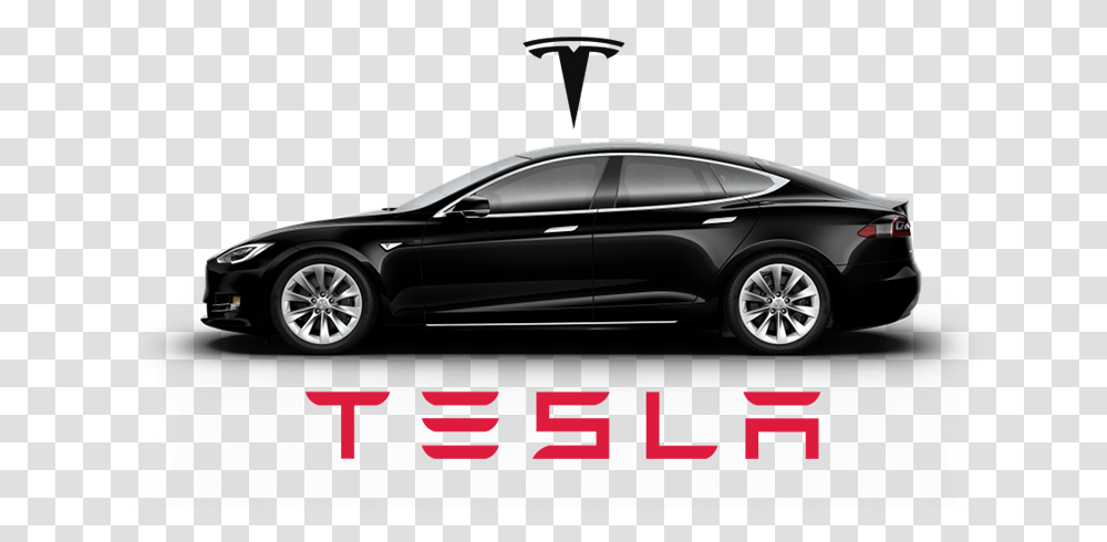 Tesla Logo And Black Model S 2010 Tesla Model, Car, Vehicle, Transportation, Automobile Transparent Png