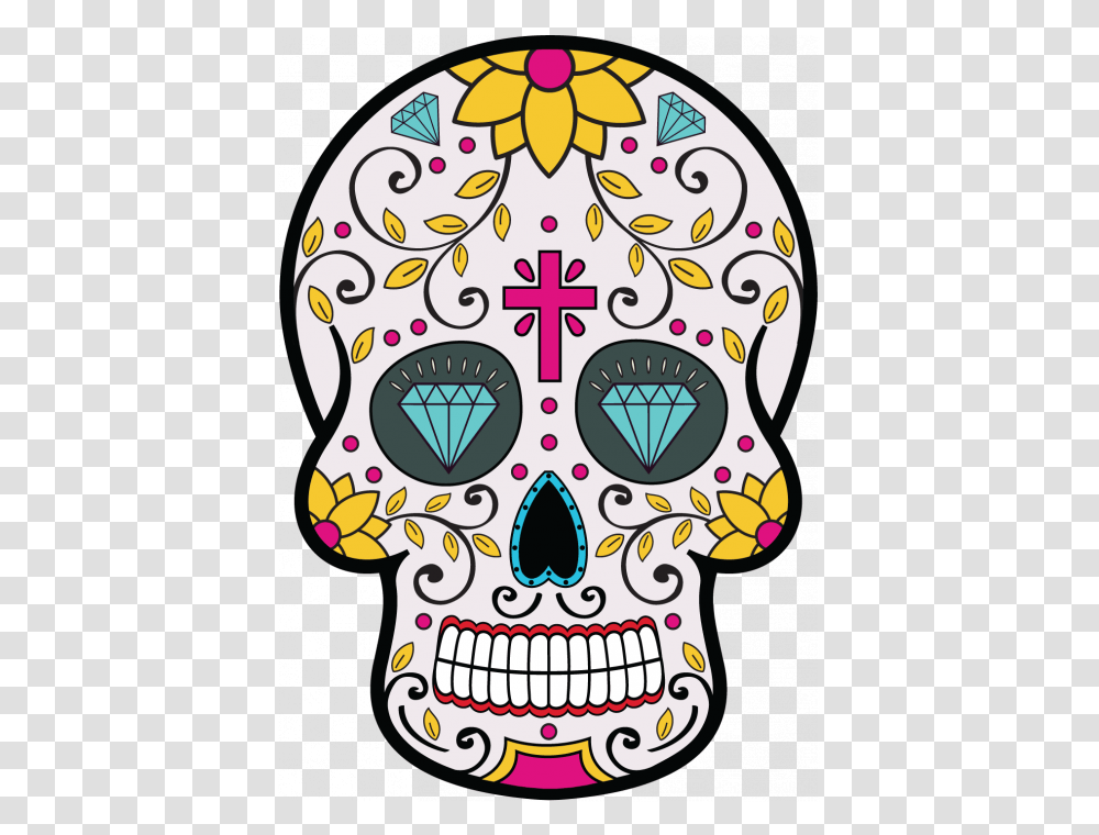 Tete De Mort Mexicaine Day Of The Dead Flyer, Pattern, Embroidery, Floral Design Transparent Png