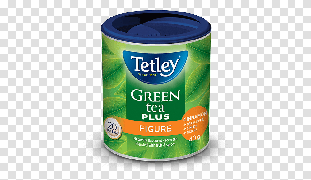 Tetley Green Tea Plus Figure Label, Tin, Tape, Can, Paint Container Transparent Png