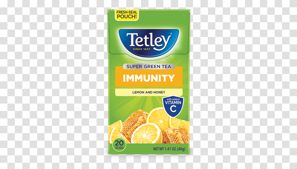 Tetley Super Green Tea Immune Honey, Orange, Citrus Fruit, Plant, Food Transparent Png