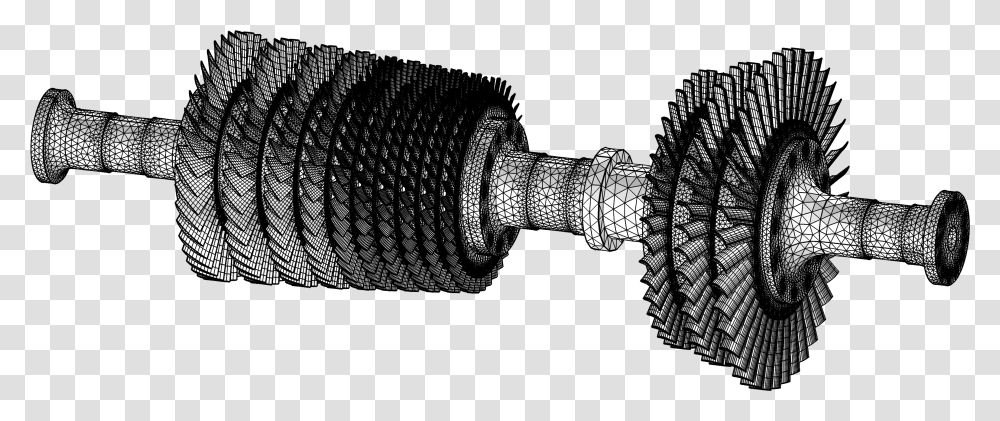 Tetrahedral And Swept Mesh Of A Gas Turbine, Machine, Screw, Axle, Gear Transparent Png