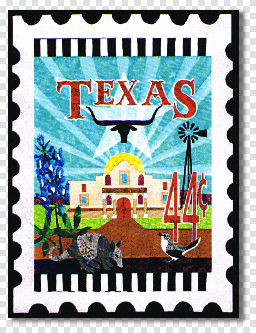 Texas Stamp Full Kit Laser Cut Pre Fused Applique Quilt Texas Stamp, Poster, Advertisement, Postage Stamp, Bird Transparent Png