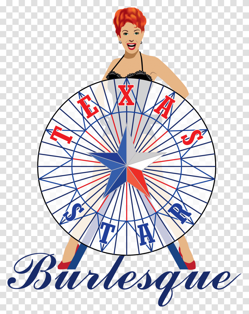 Texas Star Burlesque Logo Red Hair, Compass, Person, Human, Toy Transparent Png