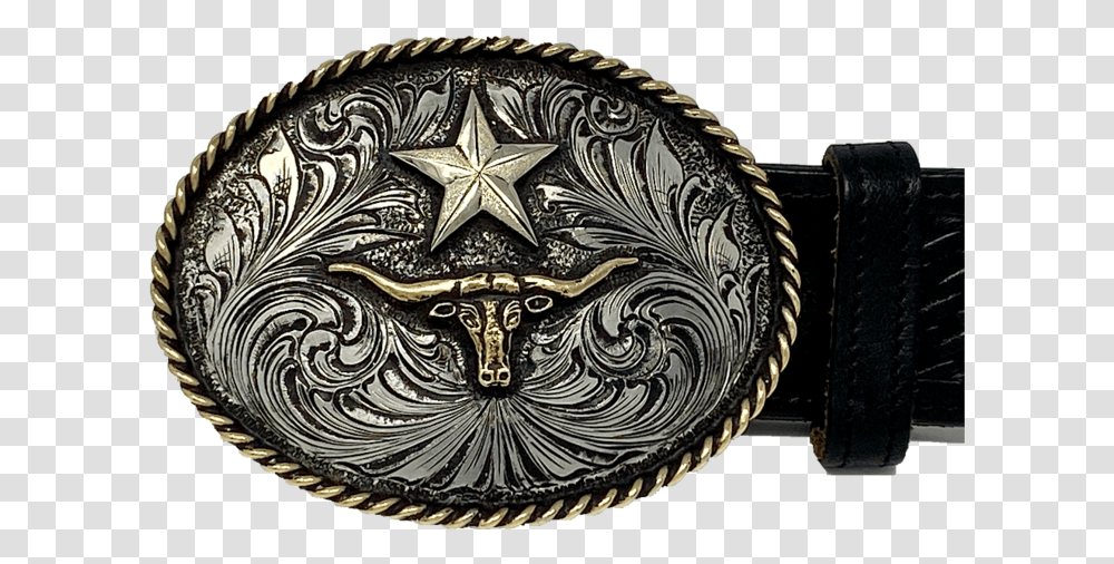 Texas Star & Longhorn Buckle - Republic Boot Co Belt, Rug, Bronze Transparent Png