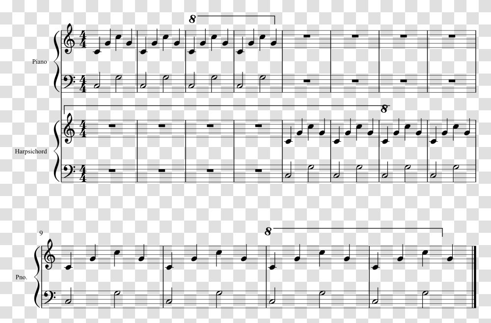 Text Ottava Changes To Symbol After Hiding Empty Staves Sheet Music, Gray, World Of Warcraft Transparent Png