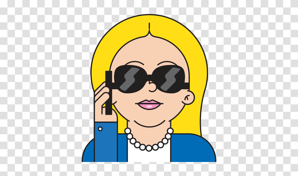 Text With Hillary App Company Launches Hillary Clinton Emojis Msnbc, Sunglasses, Accessories, Face, Person Transparent Png