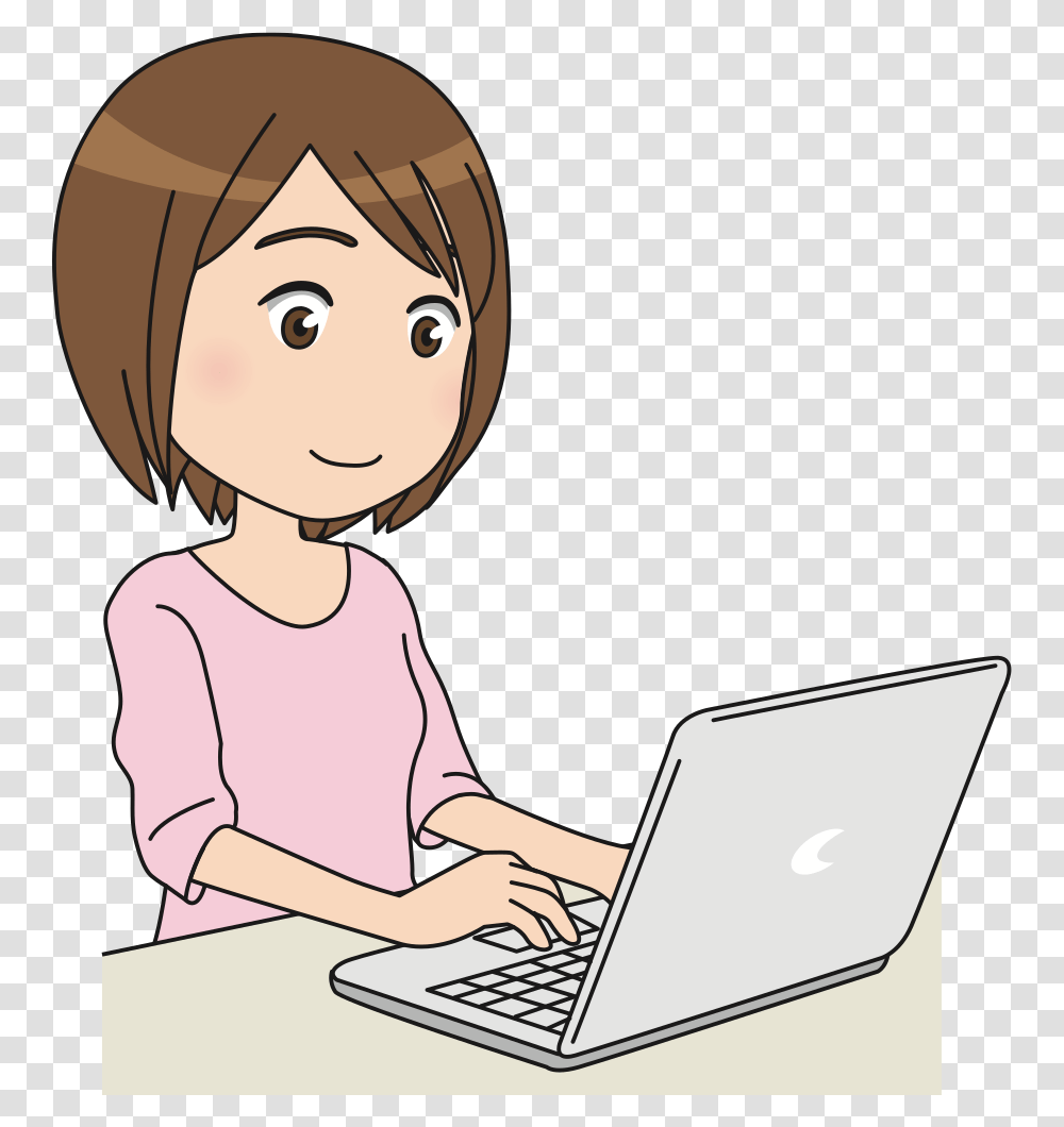 Textchildcommunication Girl On Computer Clipart, Pc, Electronics, Laptop, Female Transparent Png