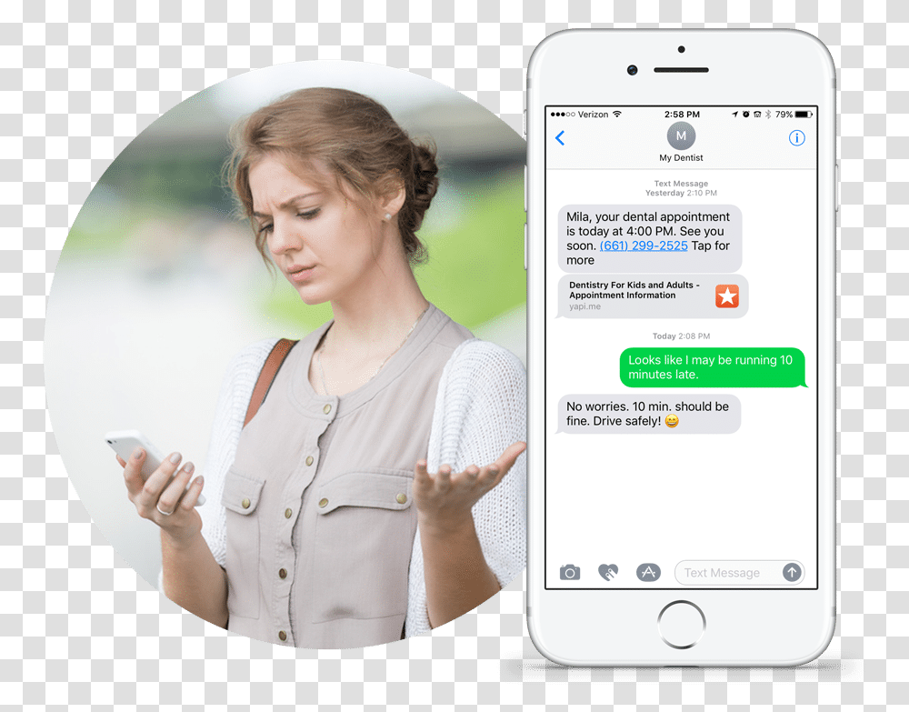 Texting Dental Office Text Communication Dental Girl Looking Confused At Phone, Mobile Phone, Electronics, Cell Phone, Person Transparent Png