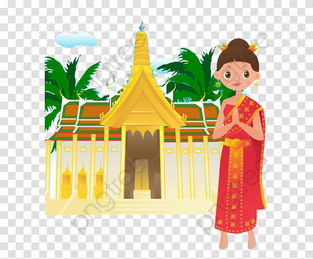 Thai Temple Temple Ancient Temples Clipart Of Indian Women, Building, Architecture, Worship Transparent Png