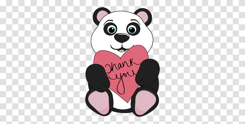 Thank You Panda Bear Holding A Heart With The Words Thank You, Cushion, Face, Interior Design, Indoors Transparent Png
