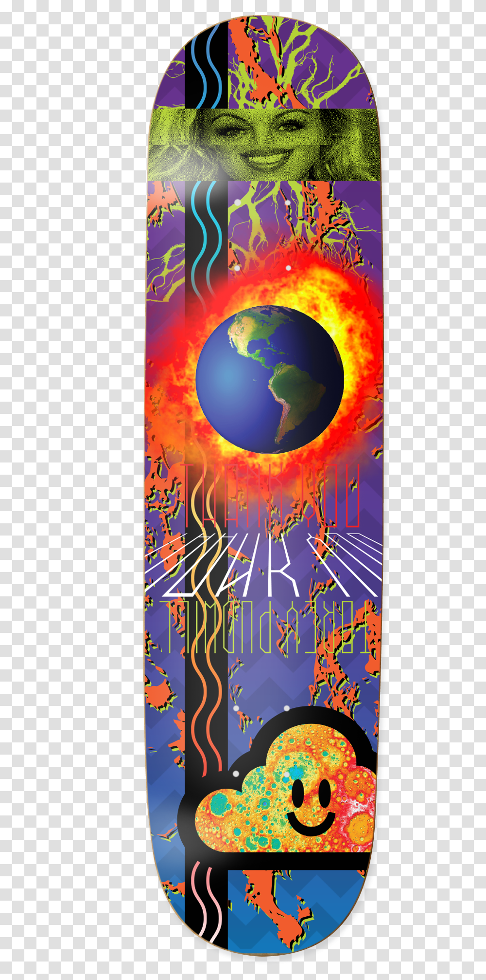 Thank You Pudwill Blue Planet Skateboard Deck, Modern Art, Astronomy, Outer Space Transparent Png