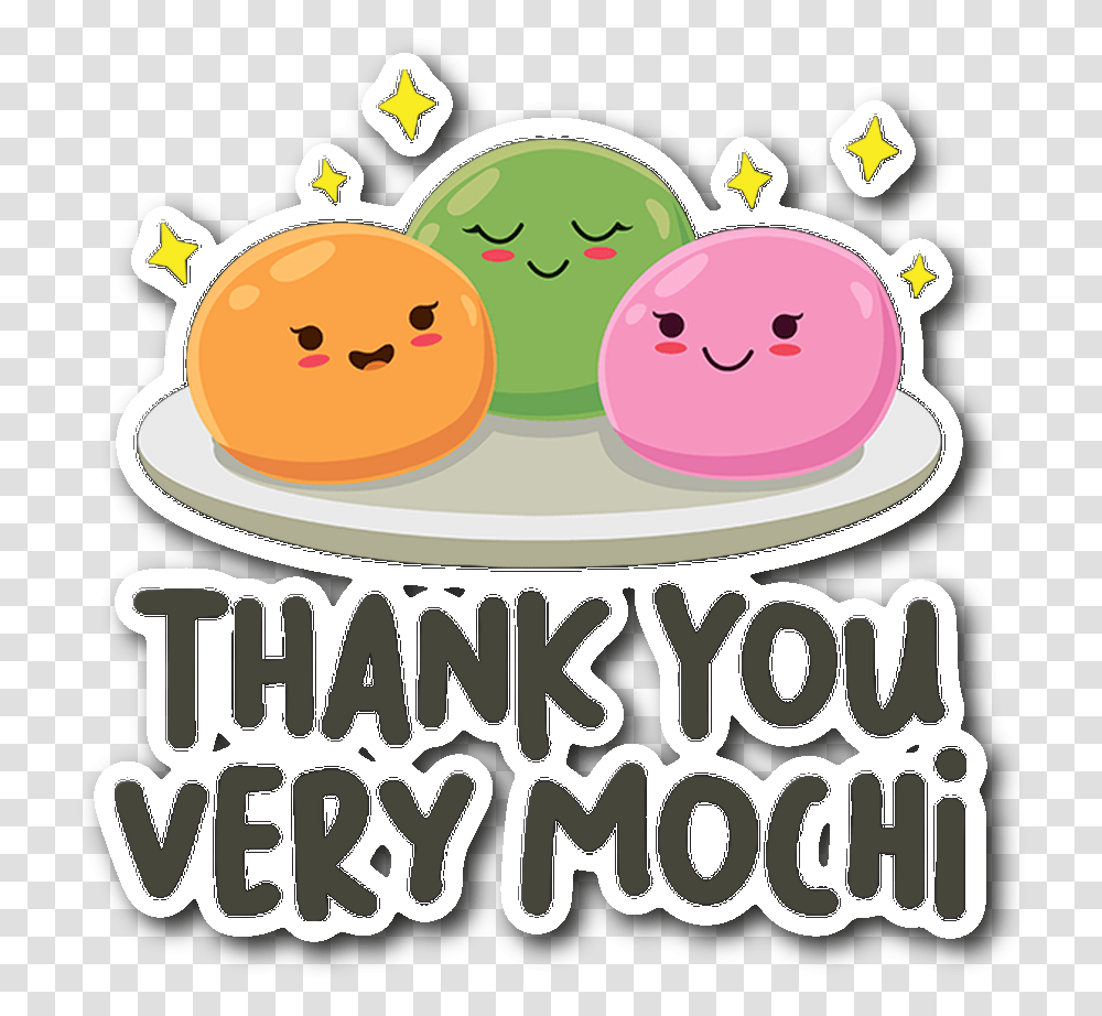 Thank You Very Mochi, Label, Birthday Cake, Dessert Transparent Png