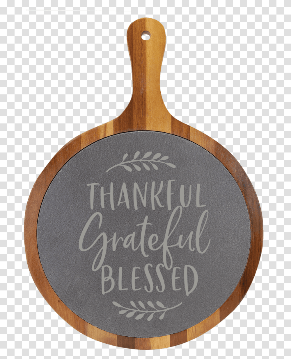 Thankful Grateful Blessed Round Slate Cutting Board Decorative, Text, Lute, Musical Instrument, Leisure Activities Transparent Png