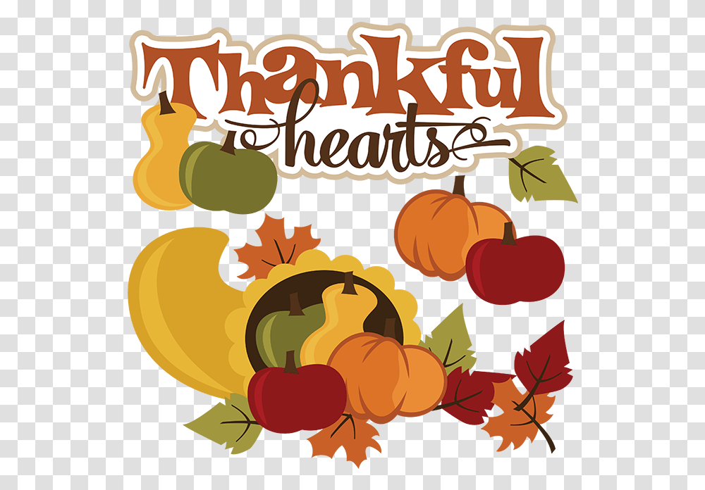 Thankful Hearts Svg Thanksgiving File Cornucopia, Plant, Food, Text, Graphics Transparent Png