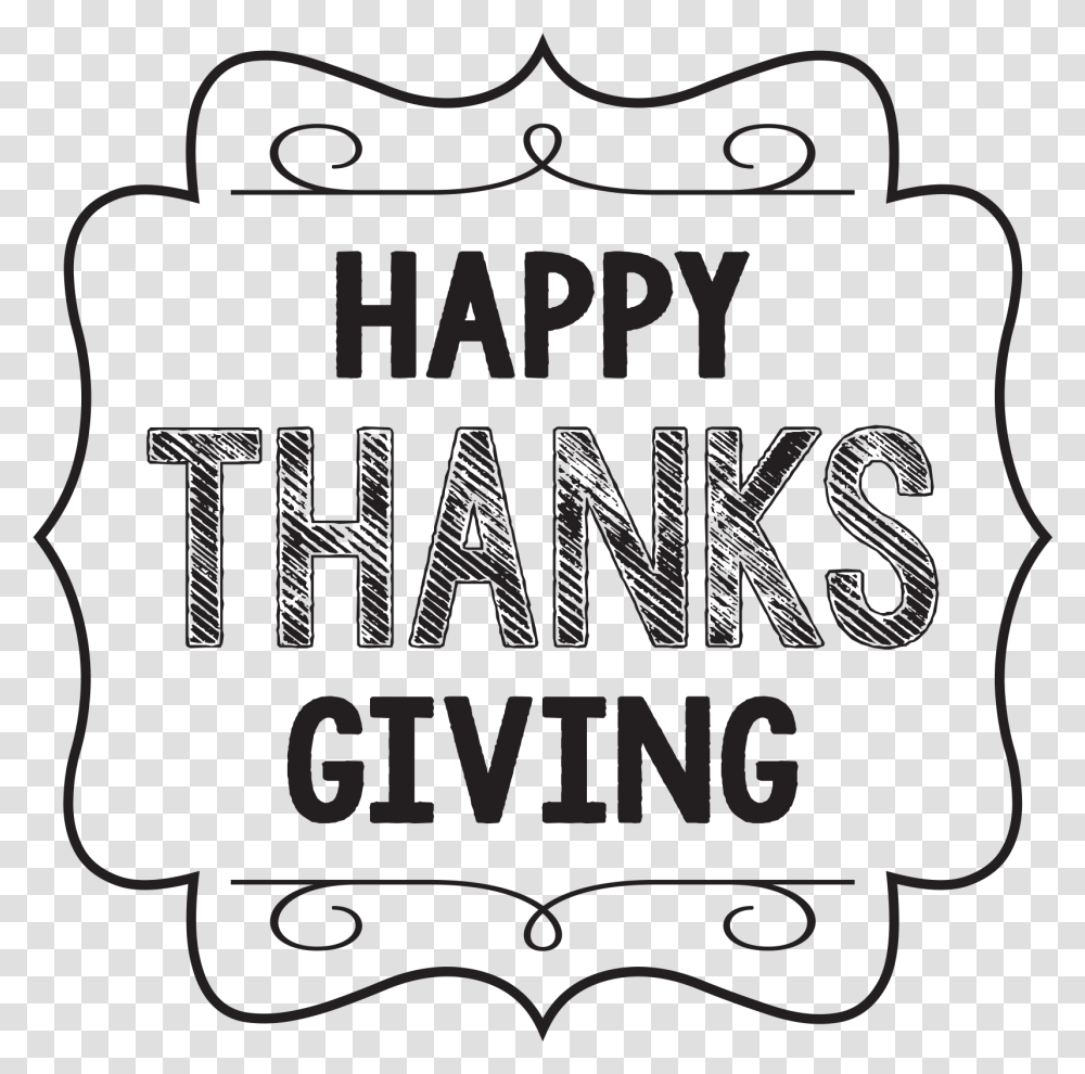 Thanksgiving Black And White Holiday Clip Art Illustration, Label, Alphabet, Word Transparent Png
