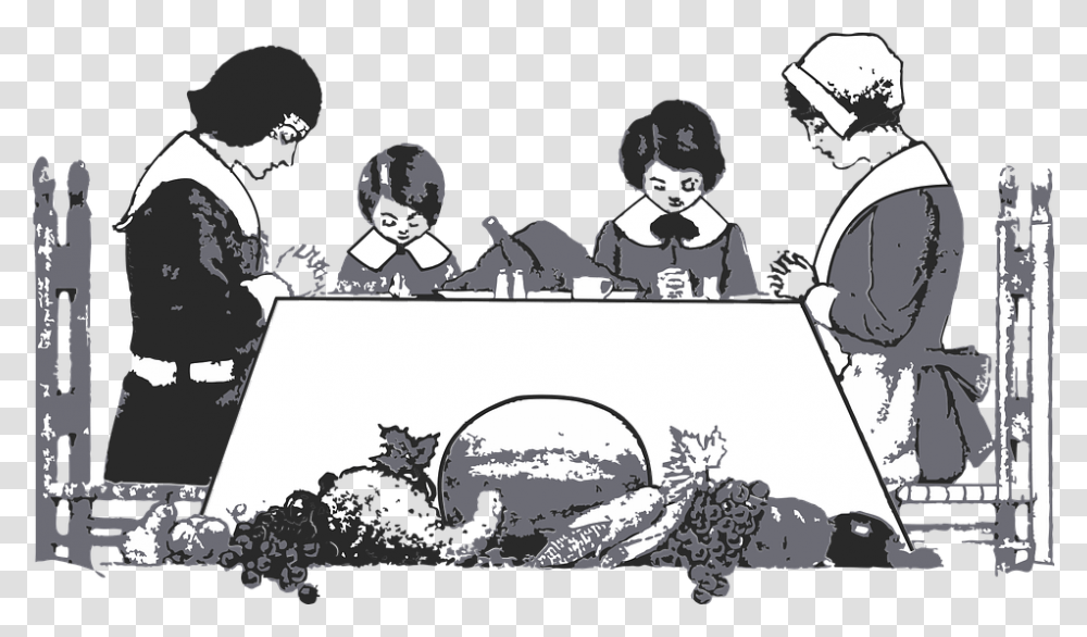 Thanksgiving Cartoons Black And White, Person, Poster, Crowd, People Transparent Png