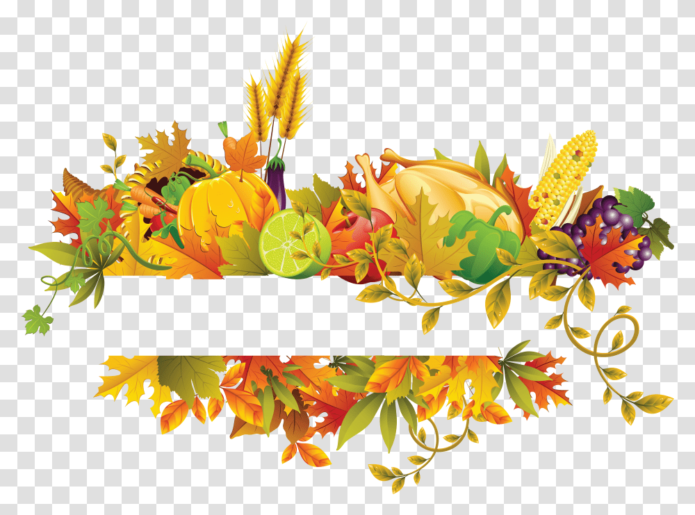Thanksgiving Clip Art Fall Flowers Fruit Border Border Design Fruit Transparent Png