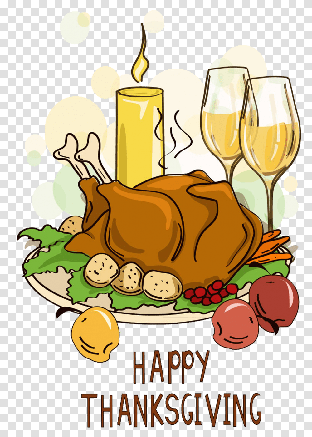 Thanksgiving Family Dinner Clipart Cartoon Thanksgiving Dinner, Food, Supper, Meal, Roast Transparent Png