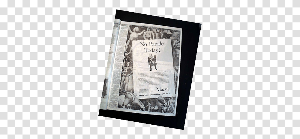 Thanksgiving New York 1942 44 Macy's Cancels Its Newsprint, Text, Newspaper, Person, Magazine Transparent Png