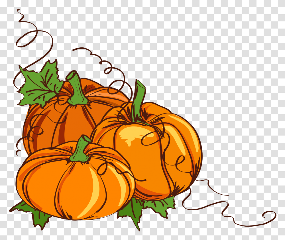 Thanksgiving Pumpkin Clipart At Getdrawings Pumpkin With Vines Clipart, Plant, Vegetable, Food, Halloween Transparent Png