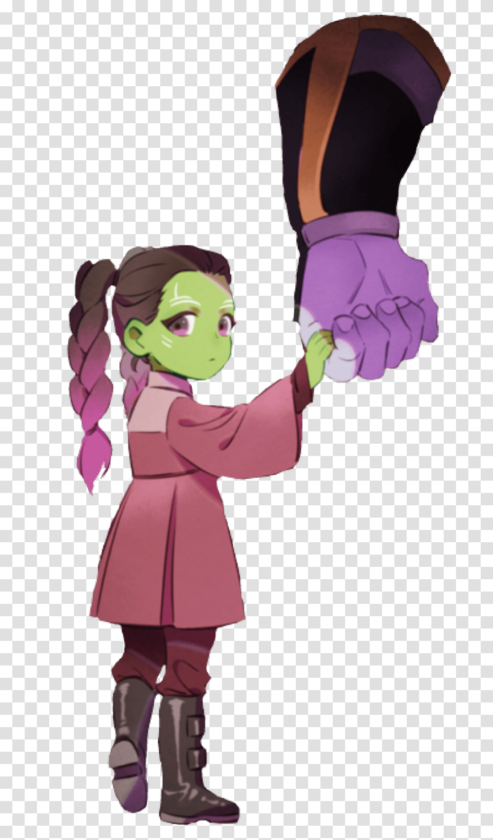 Thanos And Little Gamora Download Gamora Thanos Fan Art, Person, Human, Hand, Female Transparent Png