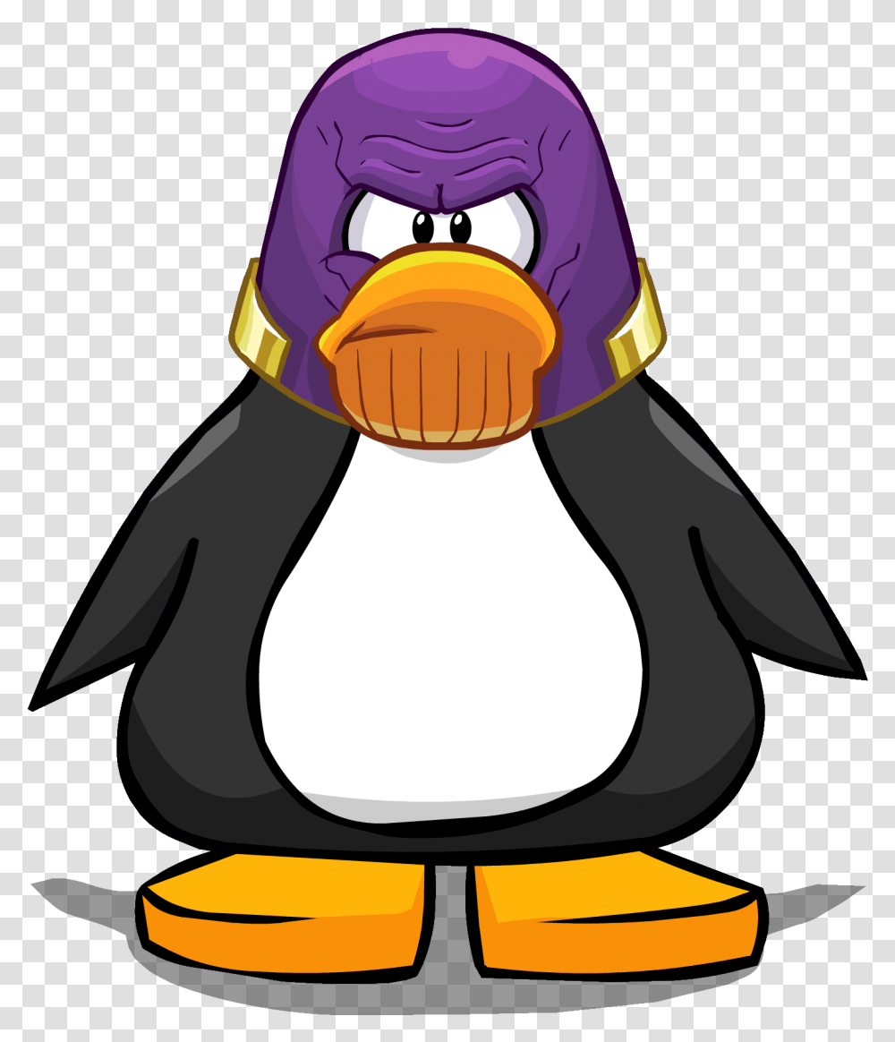 Thanos Head Club Penguin With Glasses, Helmet, Clothing, Apparel, Bird Transparent Png