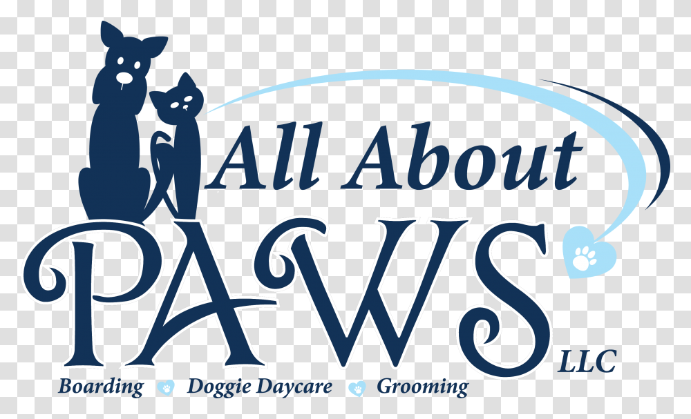 The All About Paws Logo In Navy Blue With A Light Blue Poster, Word, Trademark Transparent Png