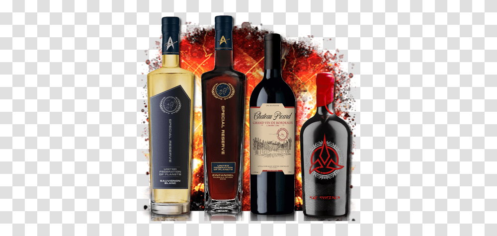 The Alpha Quadrant 4 Pack Star Trek Wines Star Trek Wine Collection, Alcohol, Beverage, Drink, Bottle Transparent Png