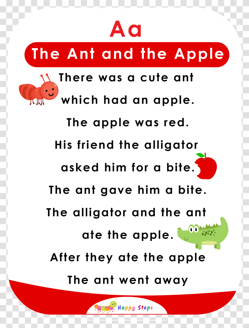 The Ant And The Apple Alphabet Story With Moral, Flyer, Poster, Paper Transparent Png