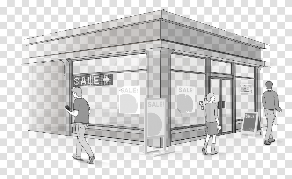 The Antiquated Ways Of Storefront Advertisements Architecture, Person, Pedestrian, Flooring Transparent Png