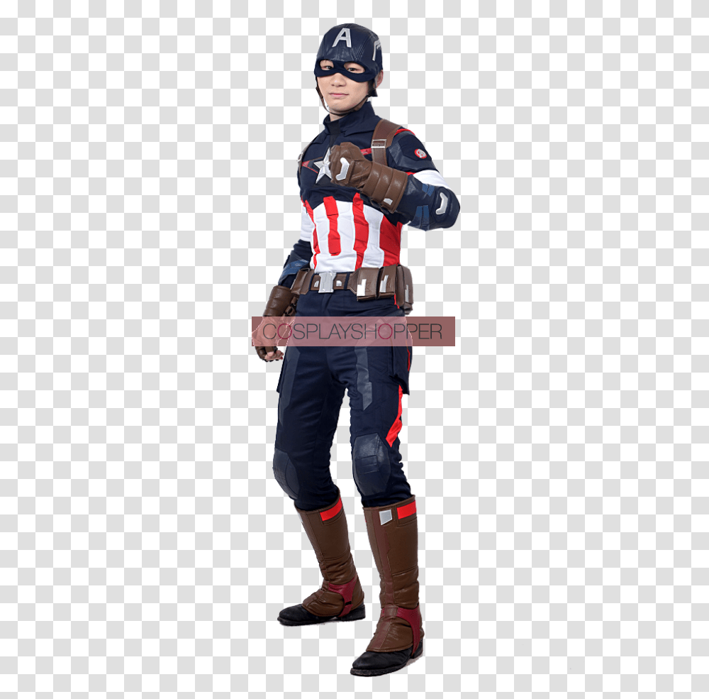 The Avengers 2 Captain America Cosplay CostumeTitle Captain America Cosplay, Person, Helmet, Footwear Transparent Png