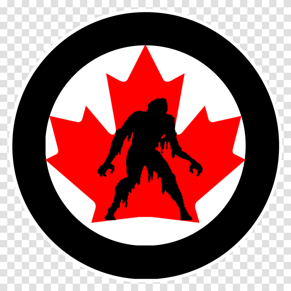 The Badge Shows The Zombie Silhouette From The Arms Canadian Flag Poster, Person, Human, Logo Transparent Png